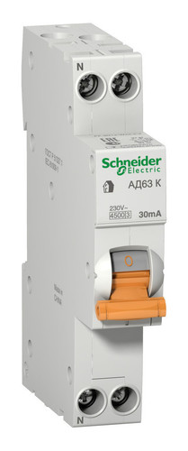 Дифавтомат Schneider Electric АД63 2P 6А (C) 4.5кА 30мА (AC)