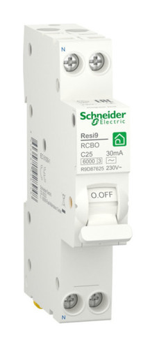 Дифавтомат Schneider Electric Resi9 1P+N 25А ( C ) 6 кА, 30 мА ( AC ), R9D87625